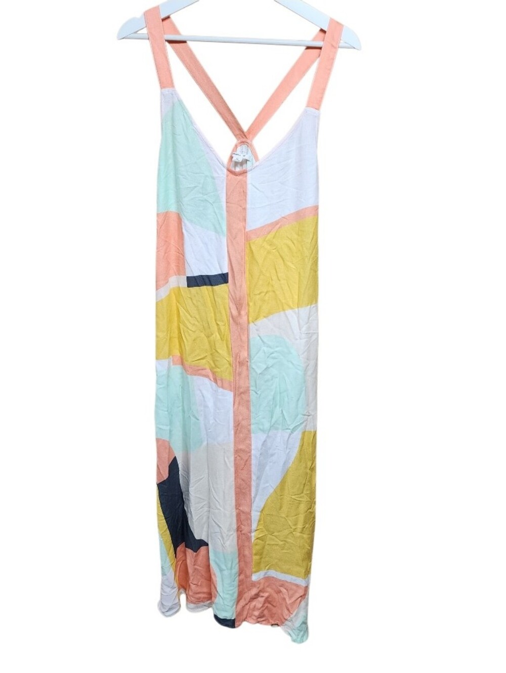 O'Neill Colorblock Abstract Midi Dress in Peach, Yellow, Mint, White, Navy